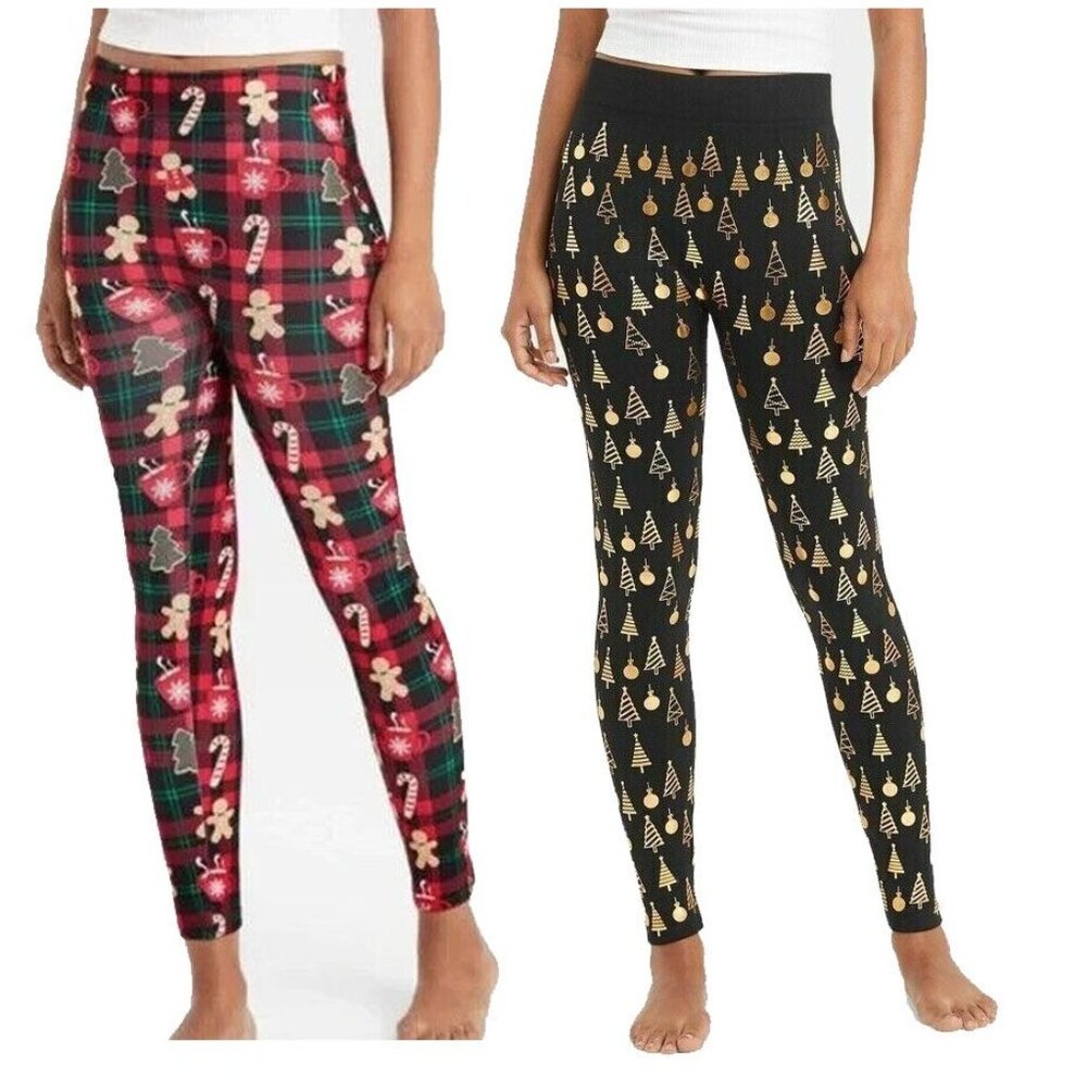 2 PACK Wondershop Seamless Fleece Lined Leggings Women's S/M Holiday Christmas